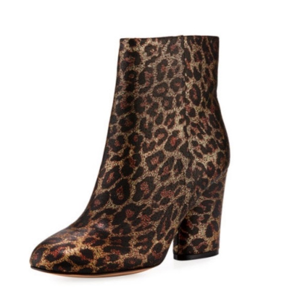 Neiman Marcus Metallic Niana Leopard Print Booties